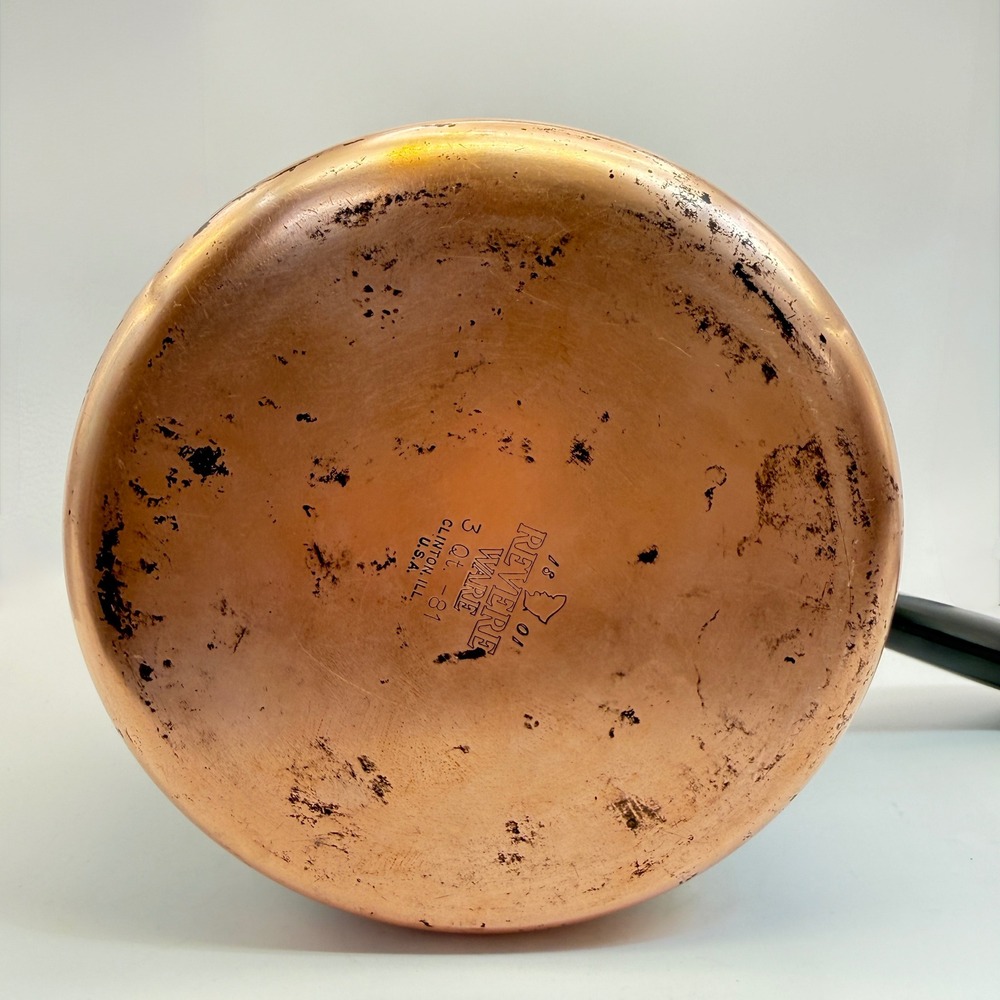 Revere Ware Copper Bottom 3 Qt Saucepan w Lid Clinton IL Vintage USA - Picture 10 of 13